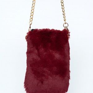 Burgundy fur purse